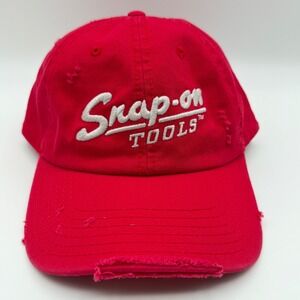 Snap-on Tools Red Distressed Baseball Cap Men's Cotton Adjustable Strapback